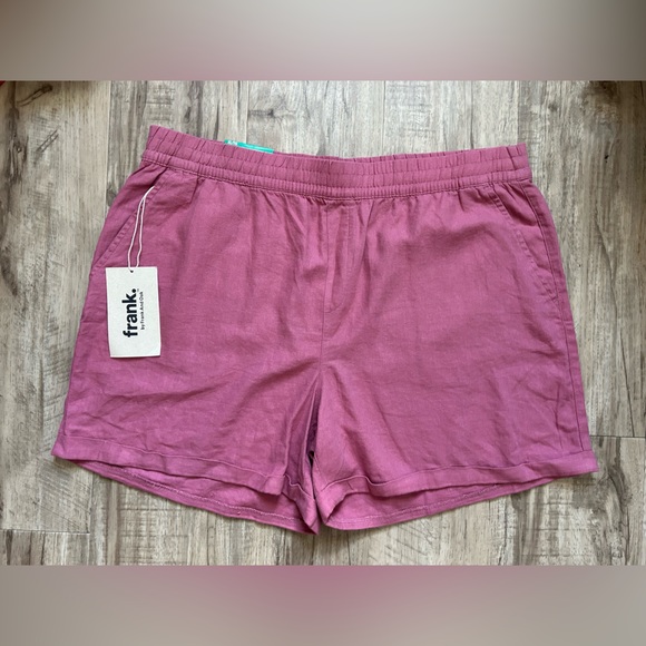Frank & Oak Pants - Linen blend Women's Pink Shorts natural fibre summer beach comfort pockets